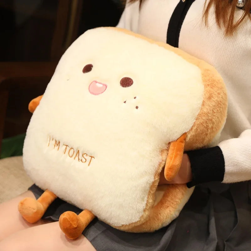 Plush Toast Hand Warmer Pillow — Soft Winter Nap Accessory