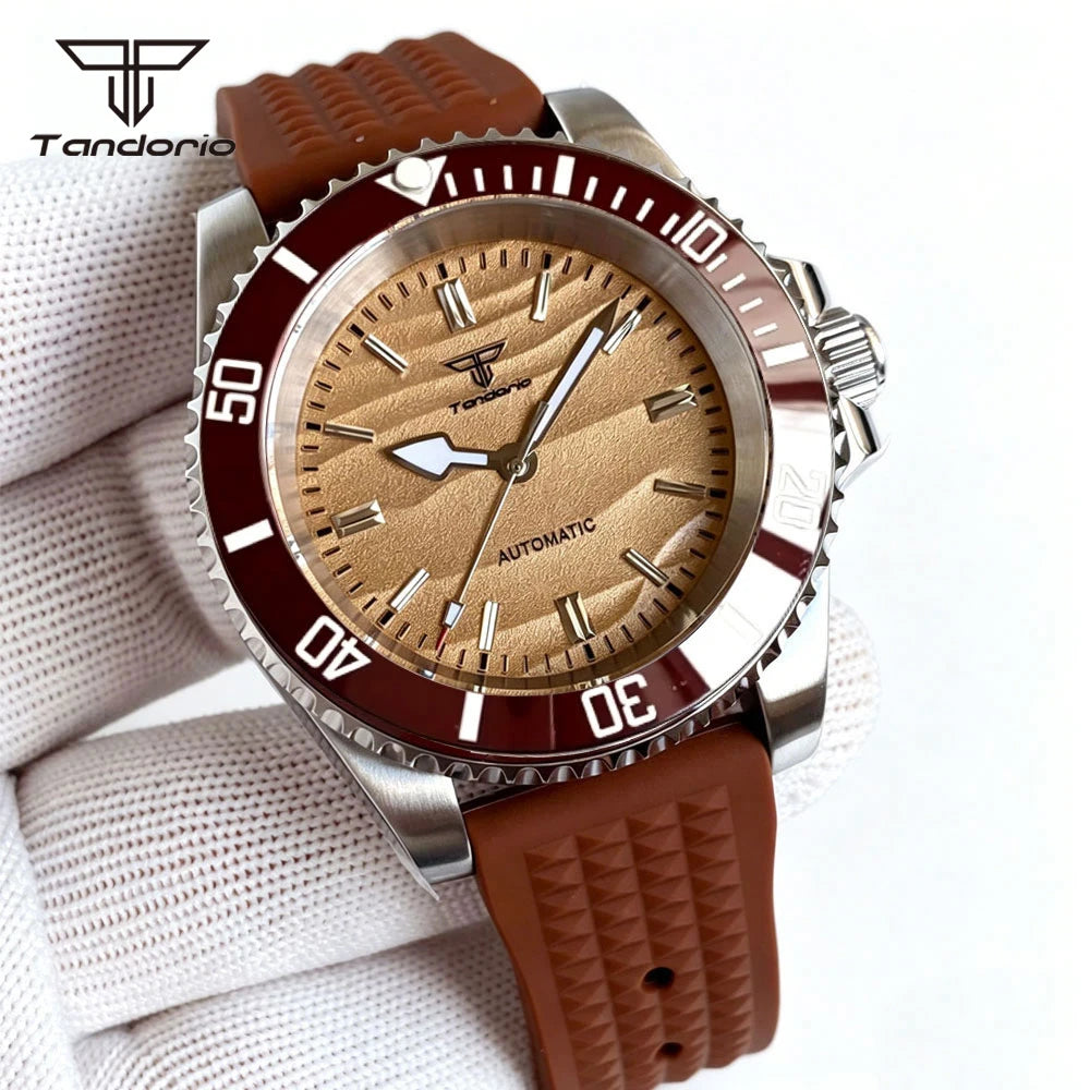 Tandorio Men's Automatic Watch — 40mm Stainless Steel with Sand Dune Dial