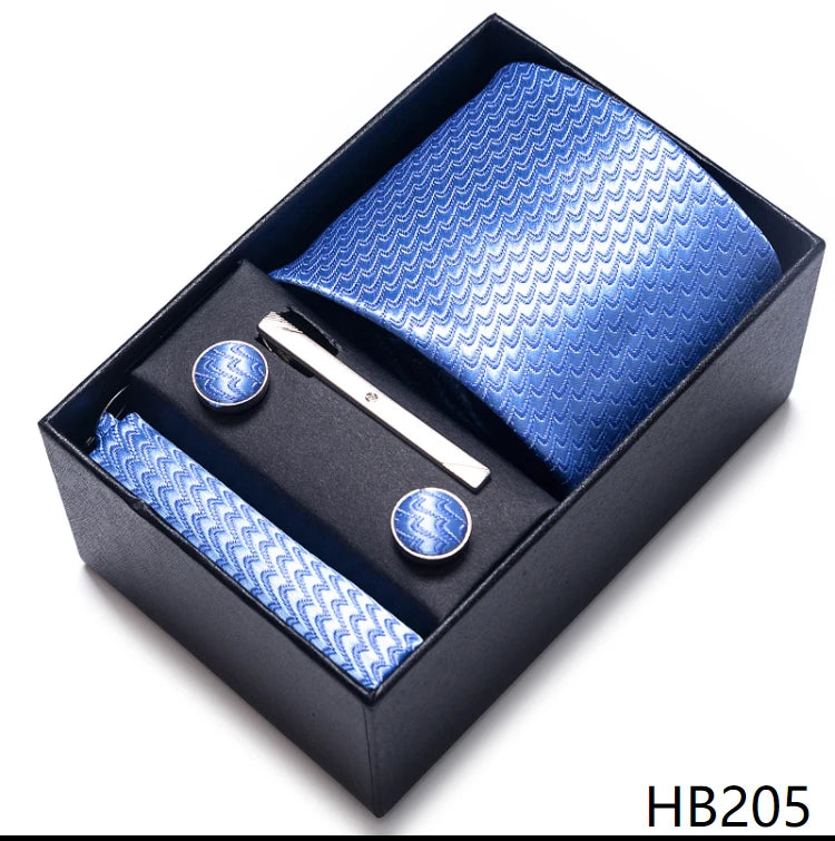 VanGise Men's Necktie Set — Business Tie, Cufflinks, and Pocket Square Kit
