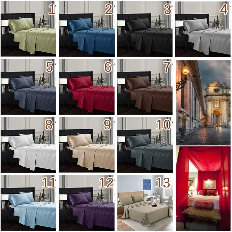 mystybloom Embossed Brushed Stripe Bedding Set — Soft Textured Sheet Collection