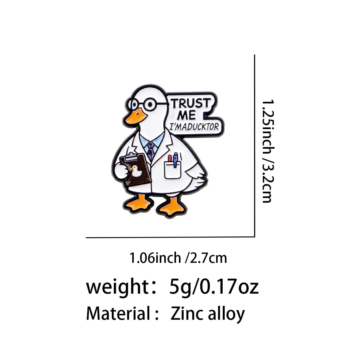 Duck Doctor Enamel Pin — Cute Animal Medical Themed Brooch