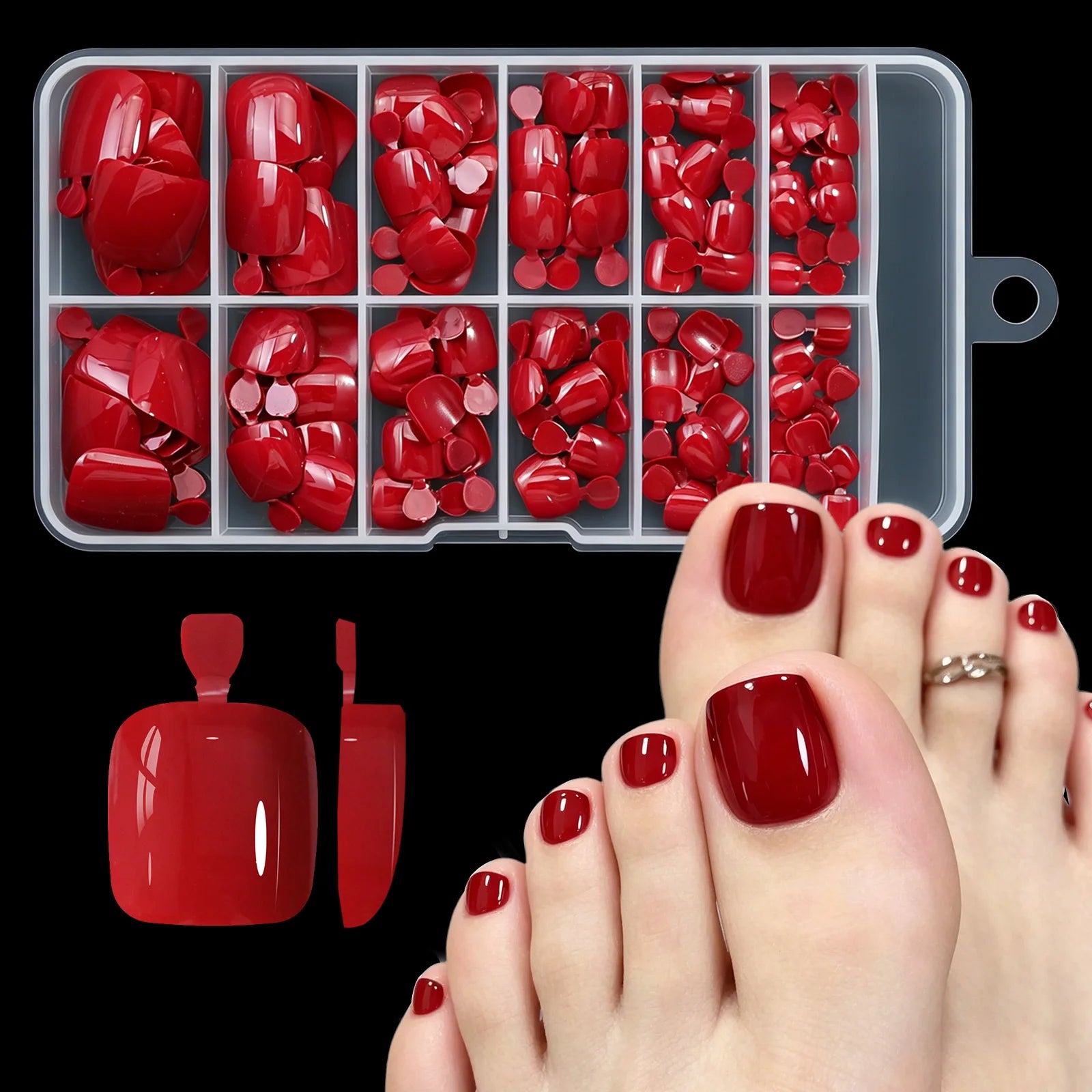 Misscheering Press On Toe Nails — 120pcs Nude Pink Glossy Square Manicure Set