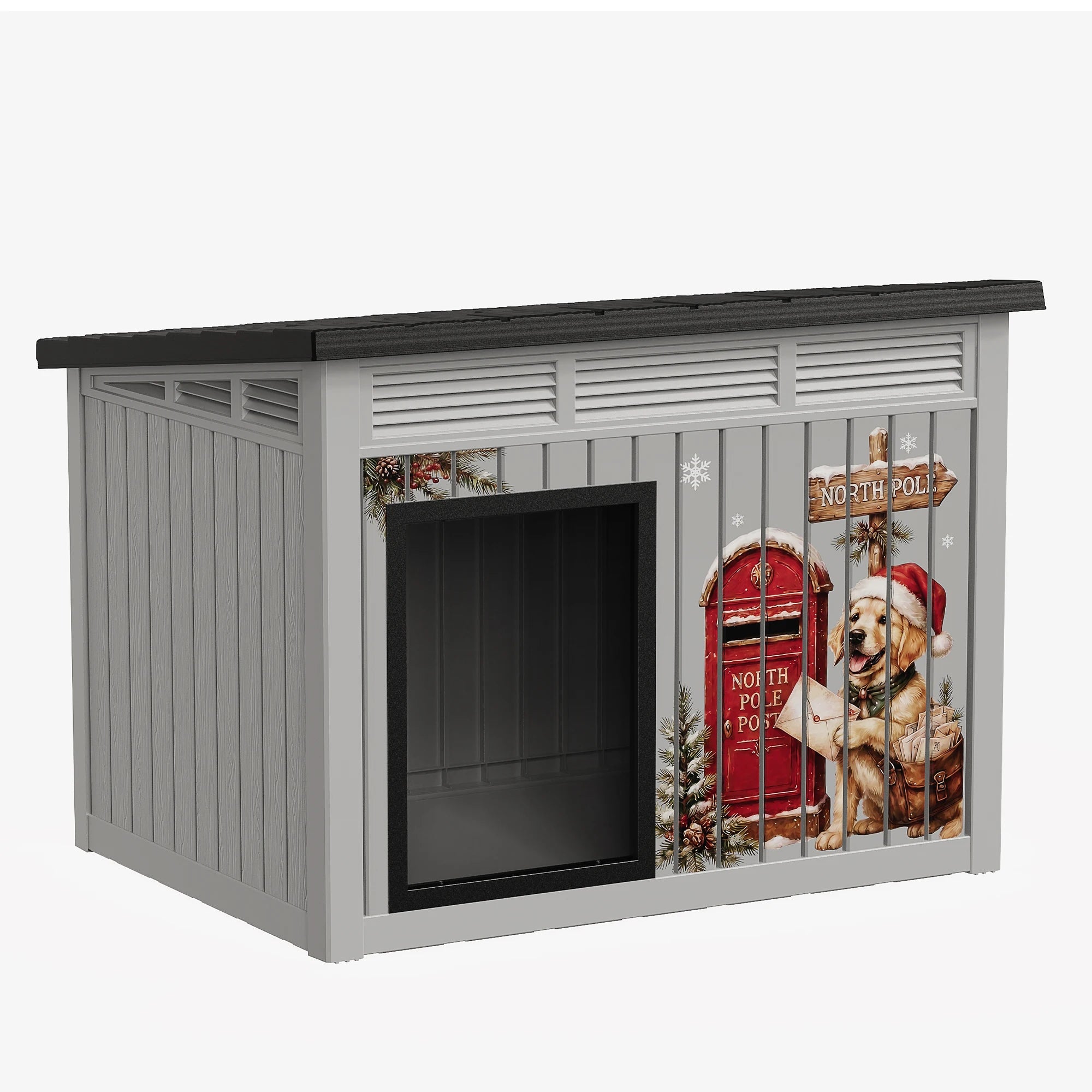 Christmas Dog House — Weatherproof Outdoor Kennel