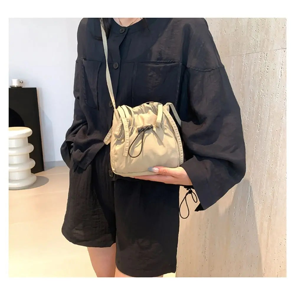 Drawstring Crossbody Bag — Lightweight Casual Shoulder Purse