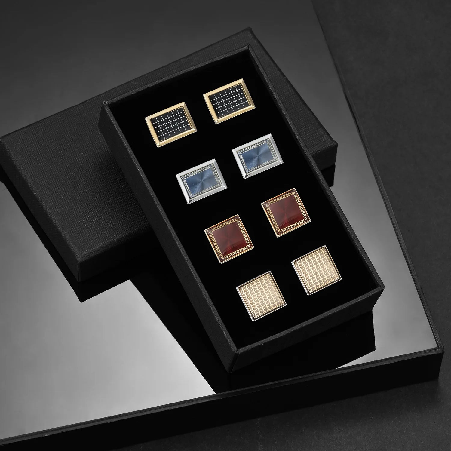 UJOY Luxury Copper Cufflinks — Elegant Round and Square Men's Jewelry Set
