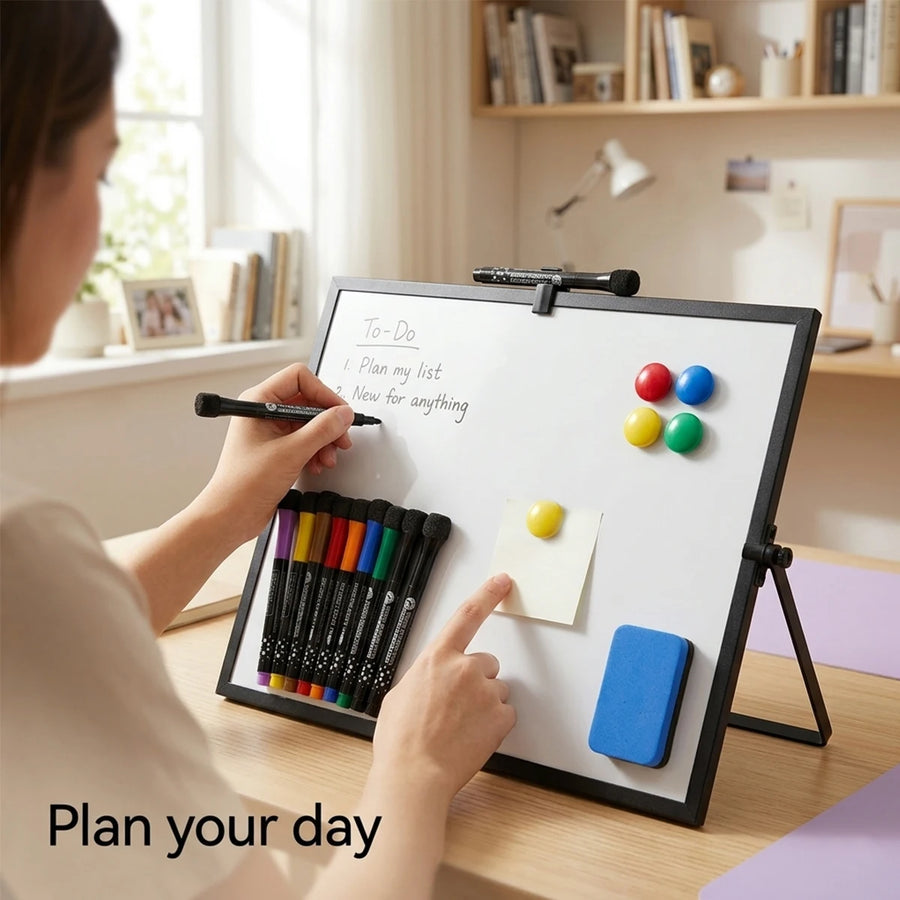 Double-Sided Dry Erase Whiteboard — Portable Surface for Planning and Drawing