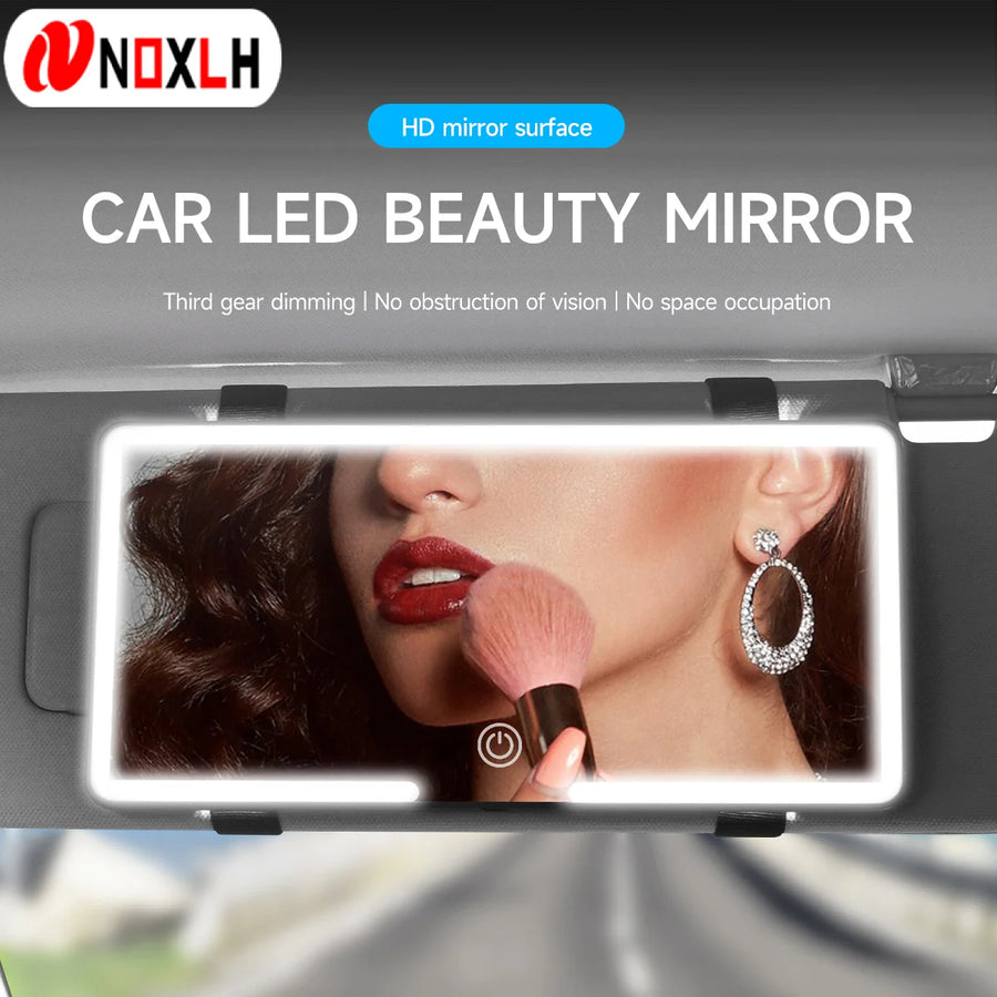 LED Car Makeup Mirror — Ultra Thin HD Sunshade Mirror with Touch Dimming