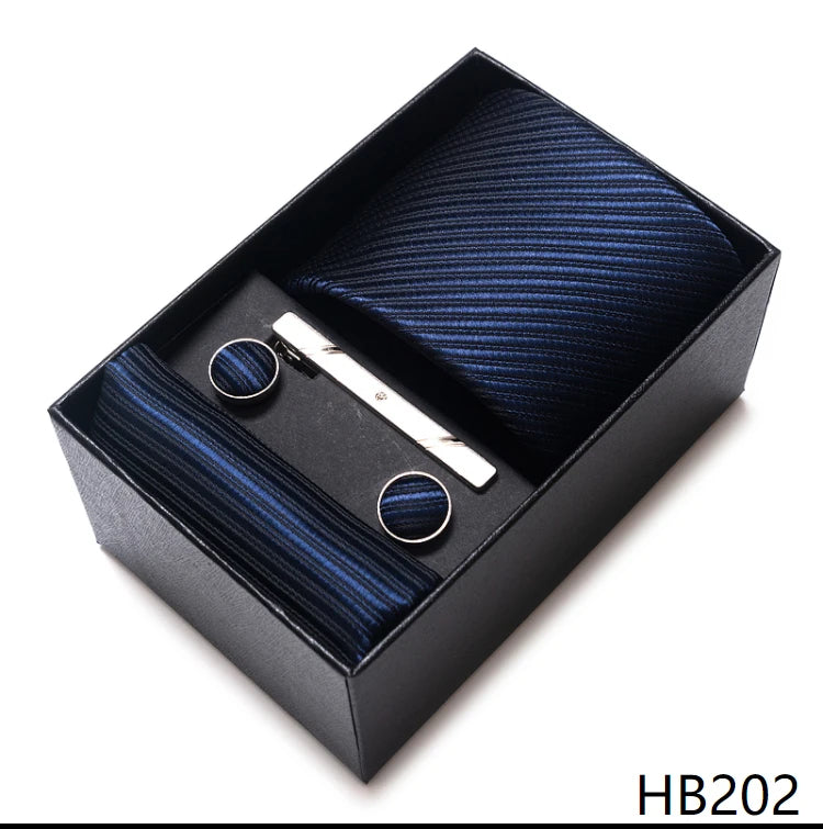VanGise Men's Necktie Set — Business Tie, Cufflinks, and Pocket Square Kit
