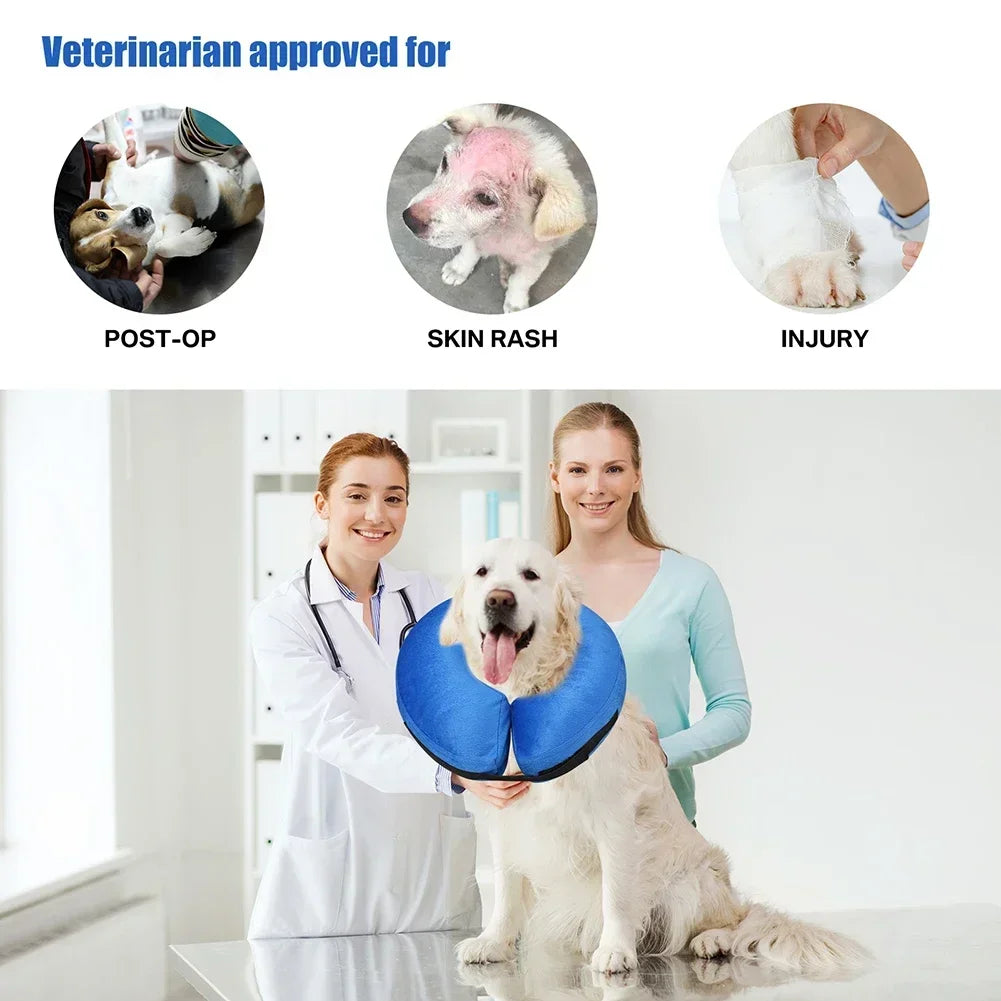 Inflatable Pet Recovery Collar — Soft Protective Cone for Dogs and Cats