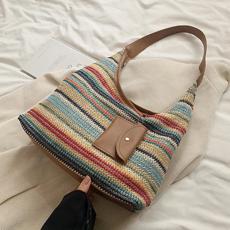 dawndesslo Woven Tote Bag — Large Capacity Bohemian Beach Bag
