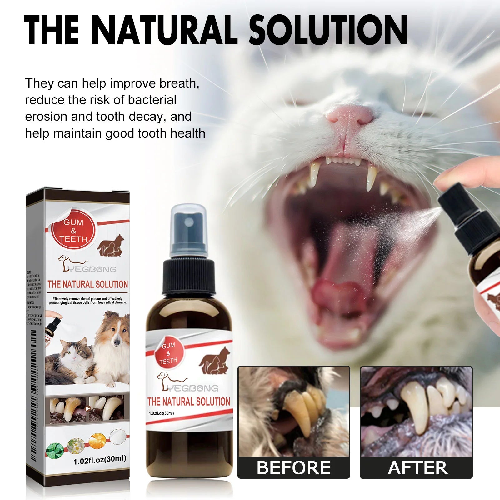 YEGBONG Pet Dental Care Spray — Bad Breath & Tartar Control Formula