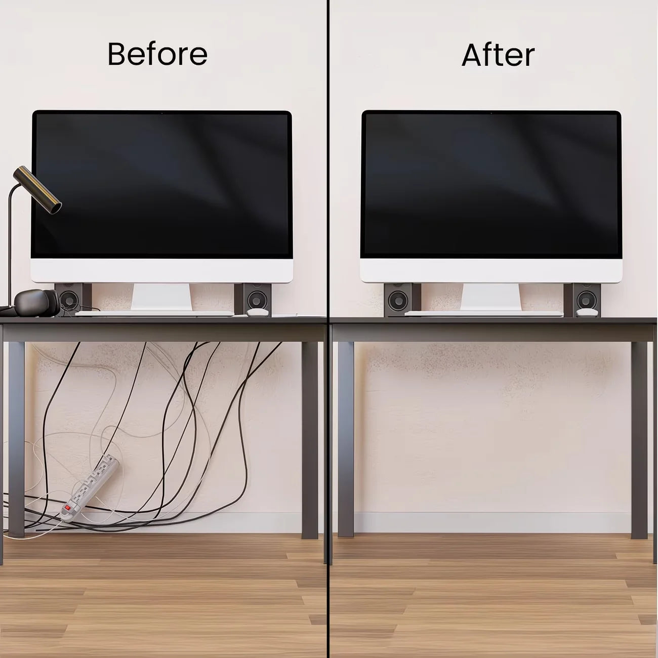 Under Desk Cable Management Tray — No-Drill Wire Organizer for Workspace