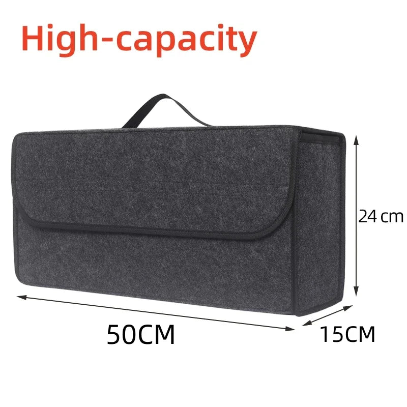 kkjoy Car Trunk Organizer — Large Anti-Slip Felt Storage Bag, Grey
