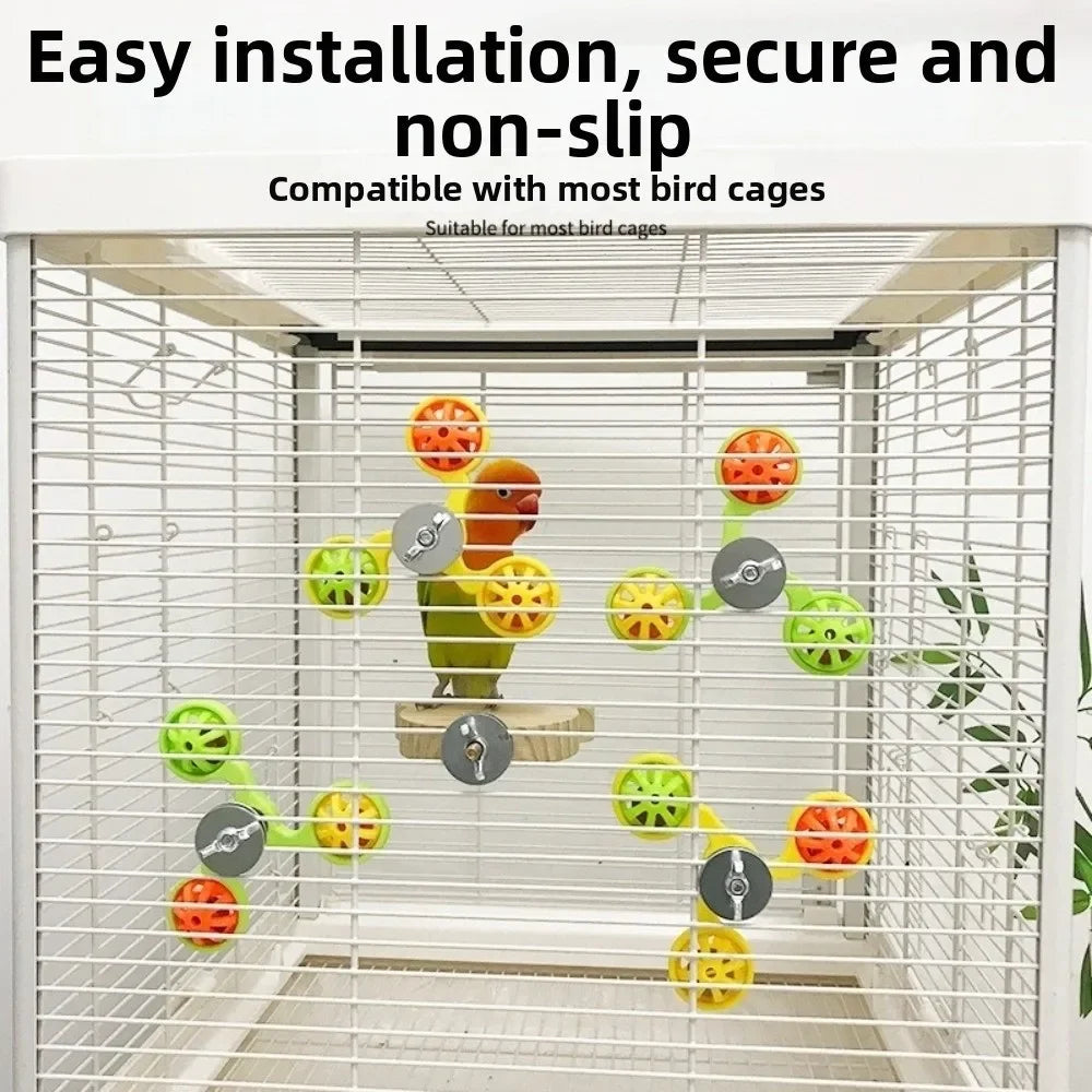 Interactive Rotating Windmill Bird Toy — Mental Enrichment & Cage Play