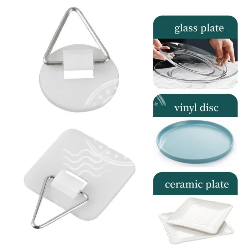 Invisible Adhesive Plate Hangers — Self-Adhesive Wall Hooks for Dishes