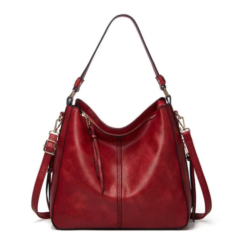 Women's Leather Hobo Bag — Large Capacity Shoulder Tote for Daily Use