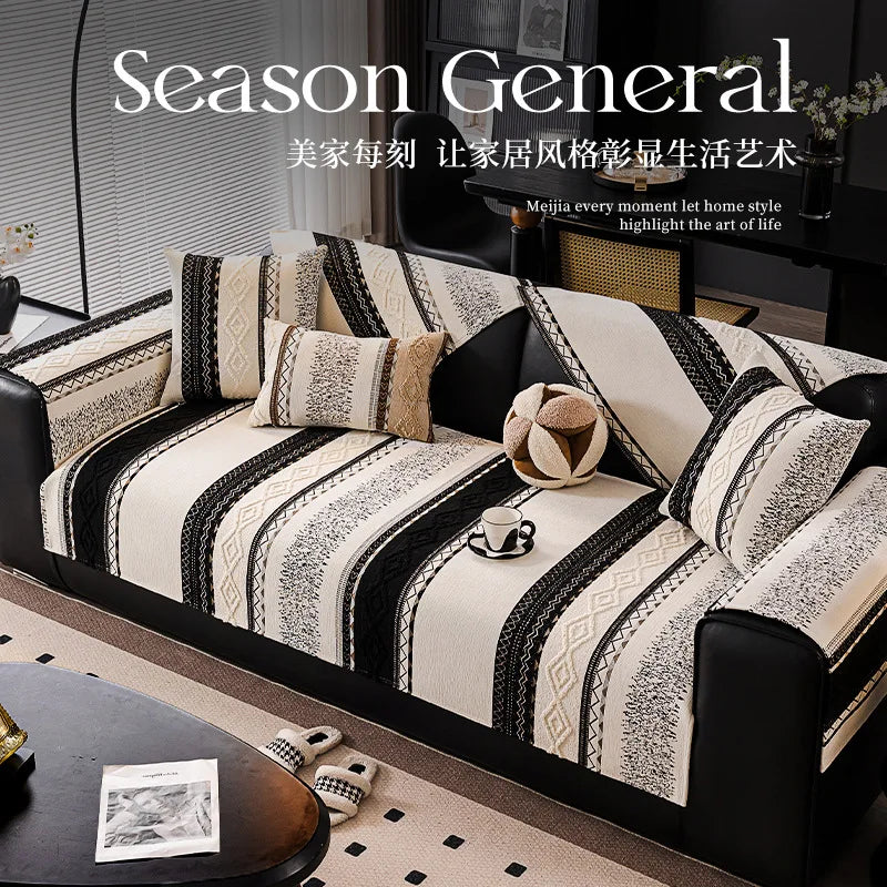 Plush Lamb Wool Sofa Cover — Anti-Slip Cushion Slipcover for Fall and Winter