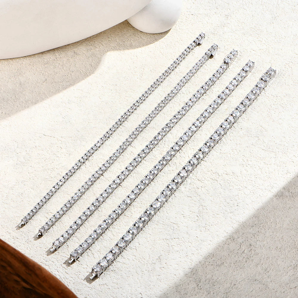 ATTAGEMS Moissanite Tennis Bracelet — Round Cut VVS1 Gemstone Jewelry