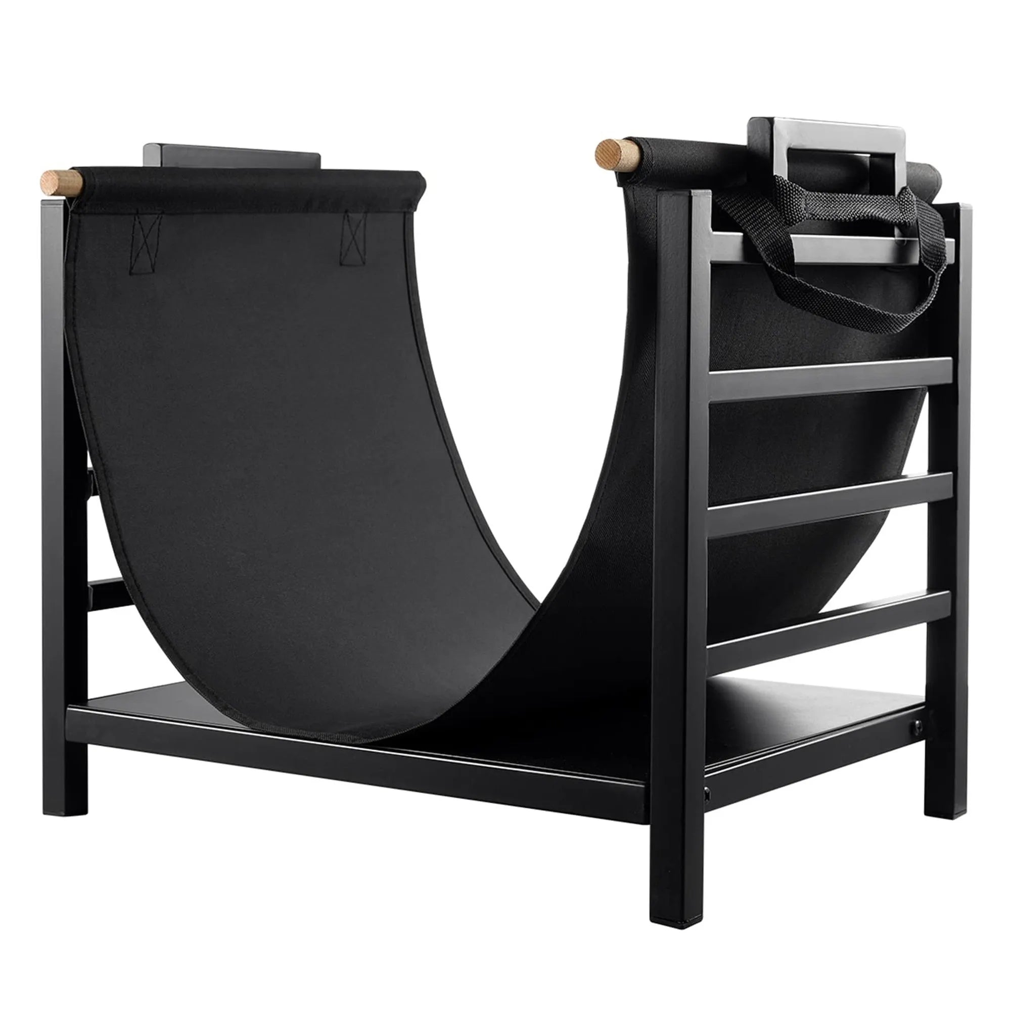 Metal Firewood Rack with Canvas Log Carrier — Indoor & Outdoor Storage