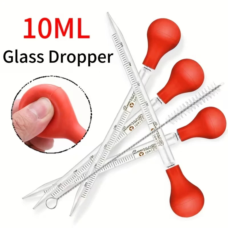 Graduated Glass Pipette Set — Precise Liquid Transfer Tool with Cleaning Brush