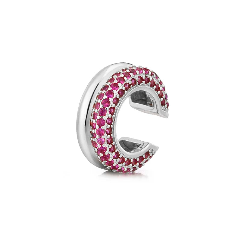 LOVBEAFAS Double Layer C-Shape Ear Cuff — Geometric Zircon Clip-On Earrings