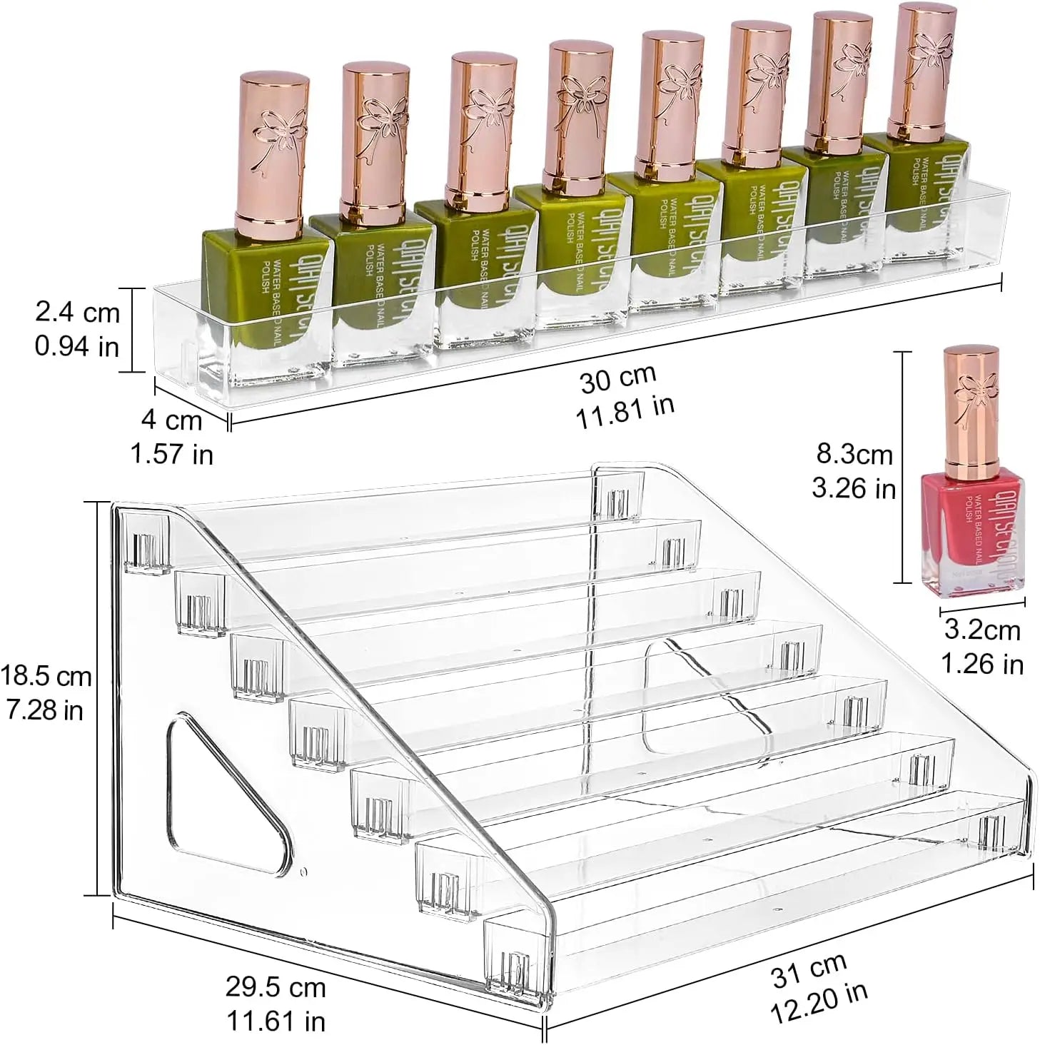Acrylic Tiered Display Stand — Multi-Level Organizer for Nail Polish & Cosmetics