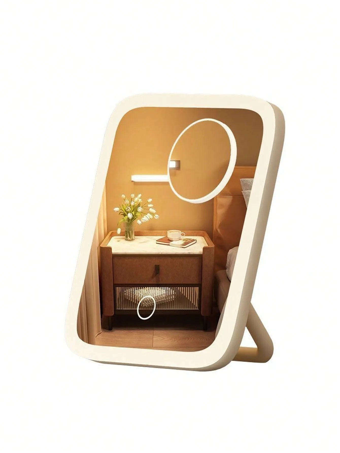 LED Makeup Mirror — 3-Color Lighting & 360° Rotation, Touch Control Vanity