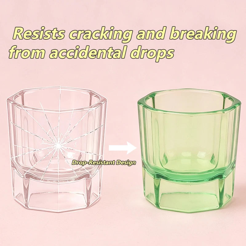 myaokue-up Octagonal Nail Art Cup — Crystal Liquid Container for Monomer