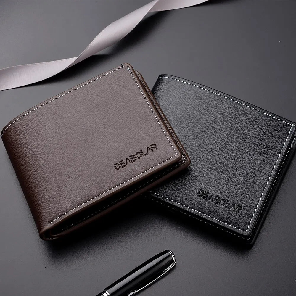 DEABOLAR Men's PU Leather Wallet — Slim Folding Card Holder