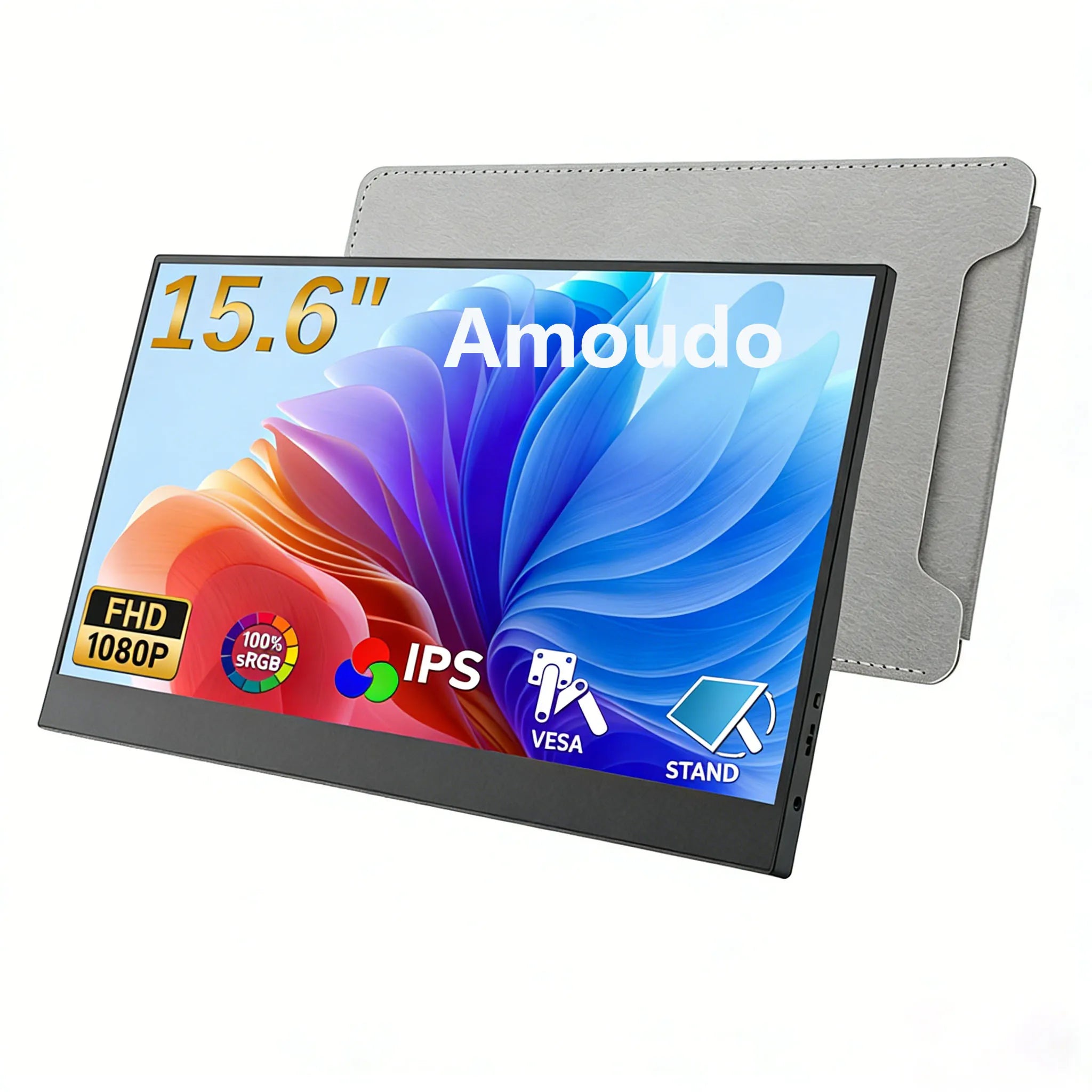 amoudo 15.6 Inch Portable Monitor — Full HD IPS Slim Display for Laptop