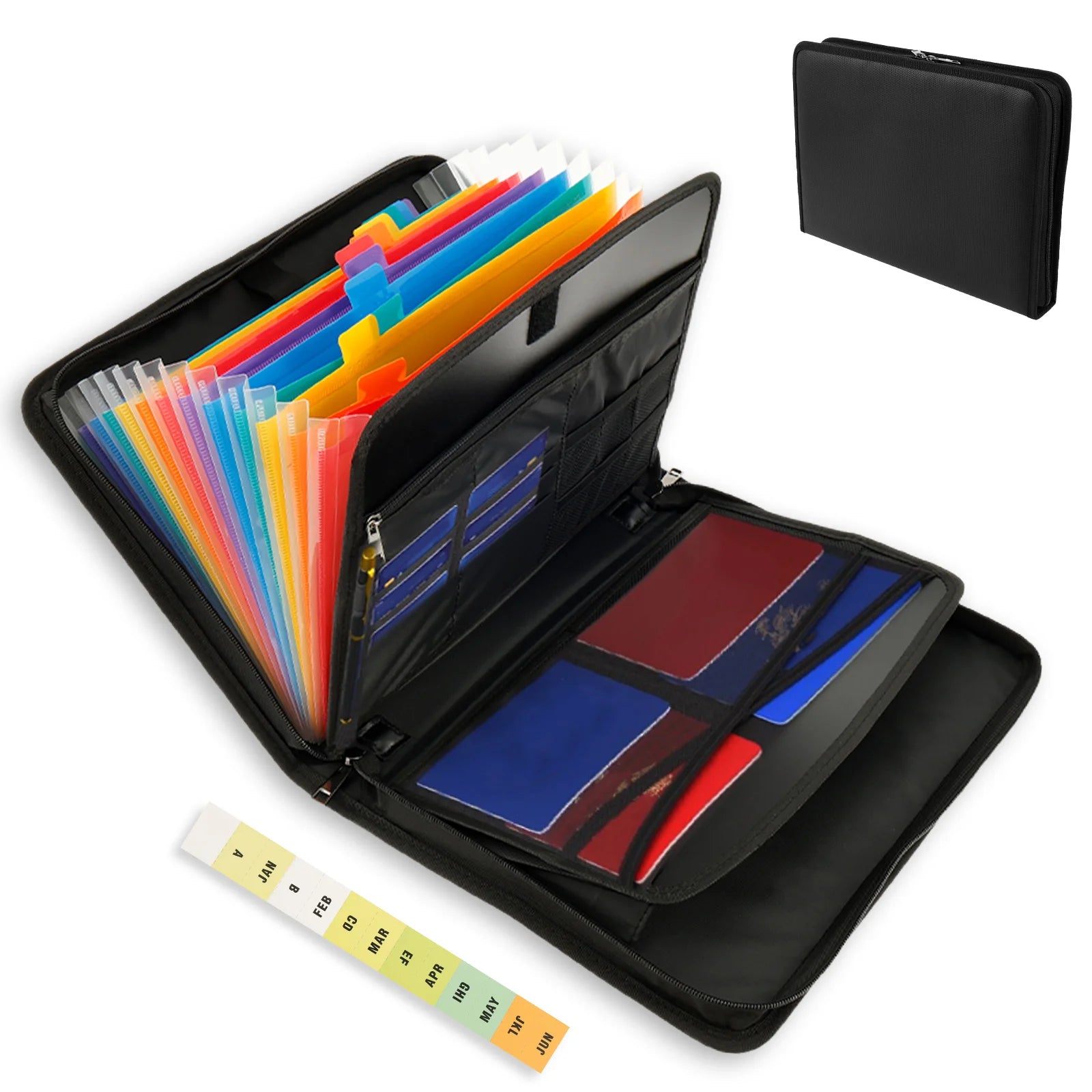 Fireproof Expanding File Folder — Portable Document Organizer with Shoulder Strap