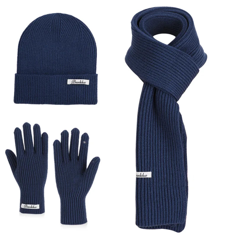 KINIJA Women's Knitted Winter Set — Warm Hat, Scarf, and Gloves Trio