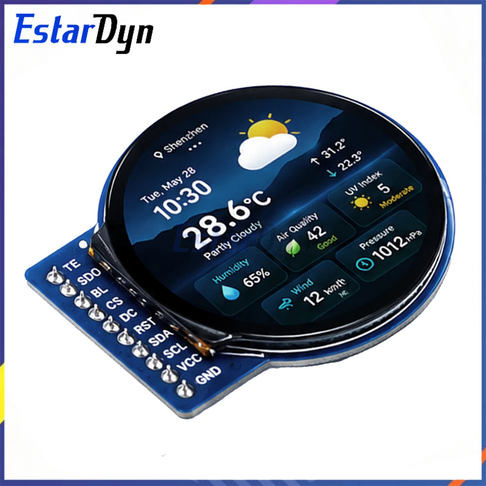 Estardyn 2.1-Inch Round TFT LCD Screen — 360x360 SPI Display Module