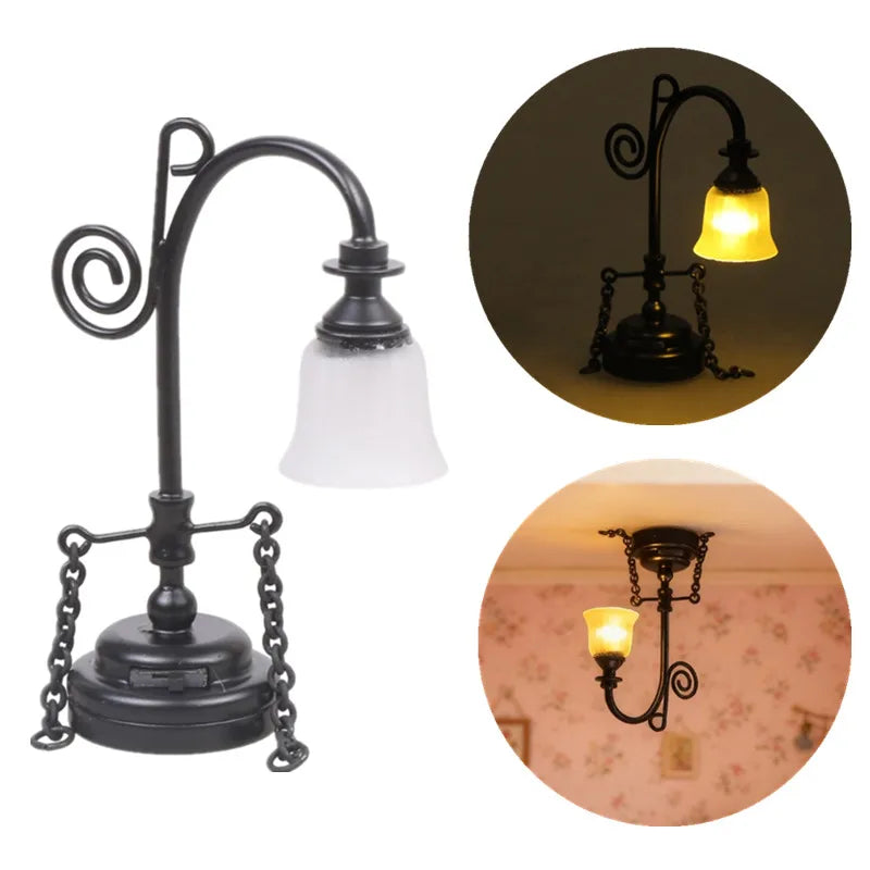 Miniature Dollhouse Table Lamp — Modern Bedside Reading Light Decor