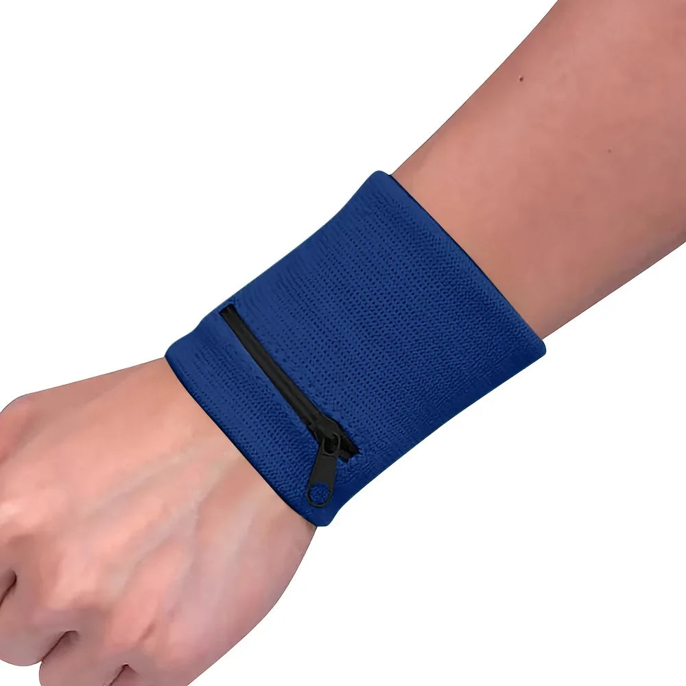 Zippered Wrist Sweatband Wallet — Secure Storage for Keys and Coins
