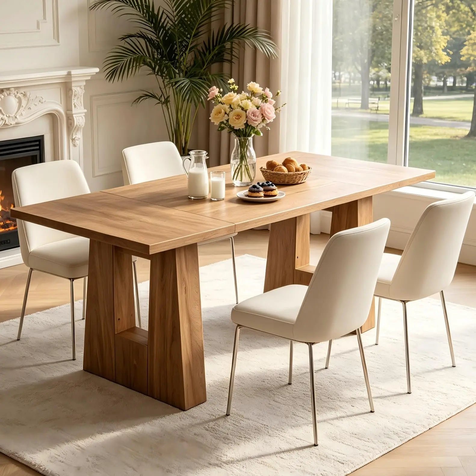 HiMISS Modern Dining Table — Mid Century Rectangular Kitchen Table
