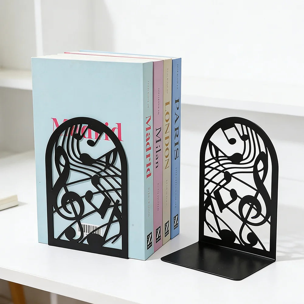 Metal Decorative Bookends — Heavy Duty Shelf Stoppers for Office and Home