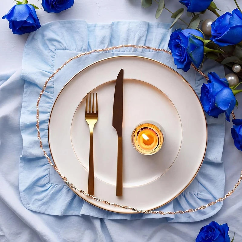 Cotton Ruffle Placemats and Napkins — Elegant Table Decor for Dining