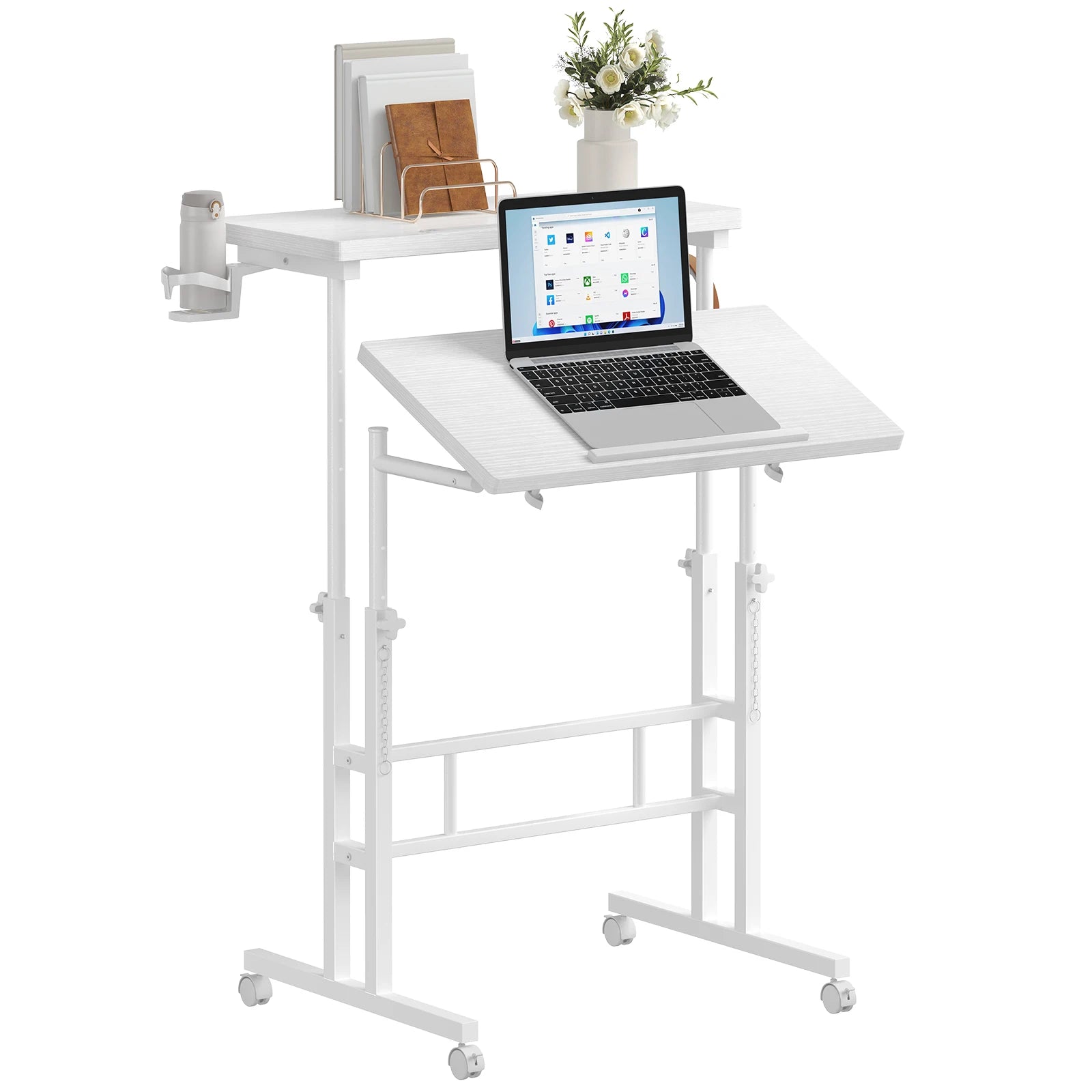 MCQ Rolling Standing Computer Desk — Ergonomic Height Adjustable Workstation
