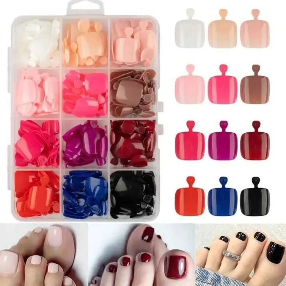 MAFANAILS Solid Color Press On Toenails — Short Square Full Cover Tips