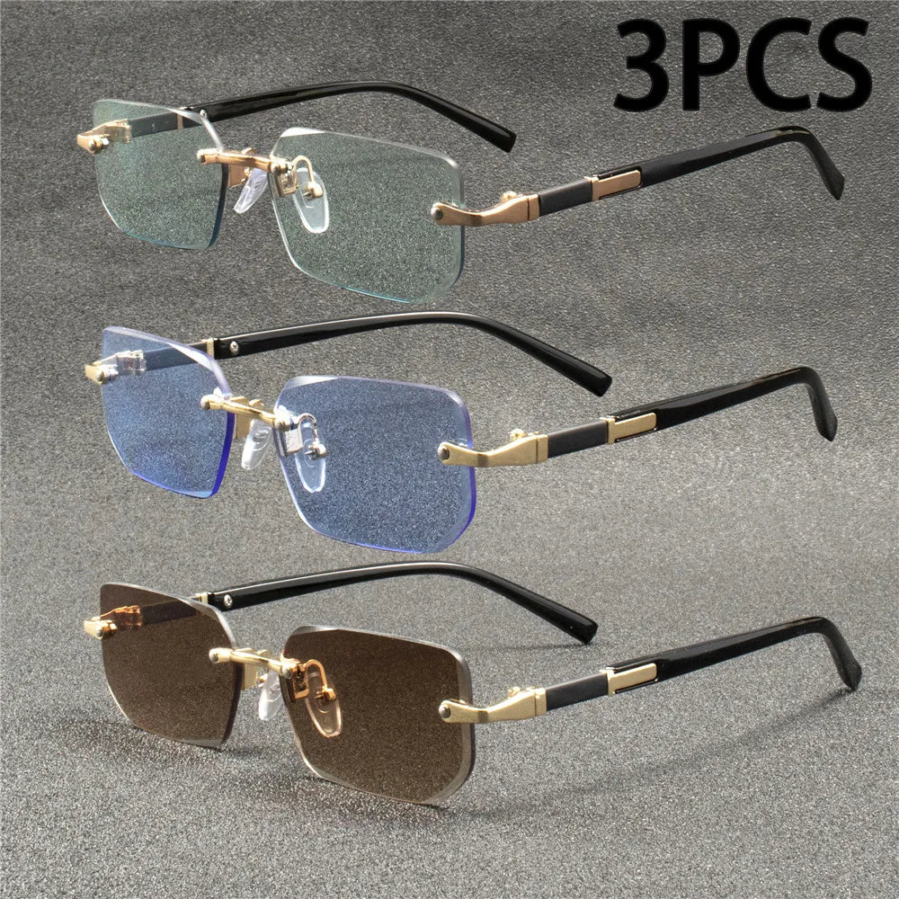ZXWLYXGX Rimless Rectangle Sunglasses — Trendy Fashion Shades for Men and Women