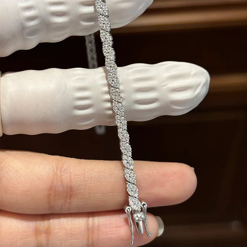 NKHOG Moissanite Tennis Bracelet — S925 Sterling Silver Sparkling Jewelry
