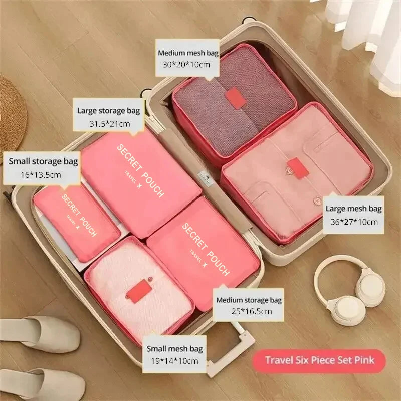 6-Piece Travel Packing Cube Set — Large Capacity Luggage Organizer