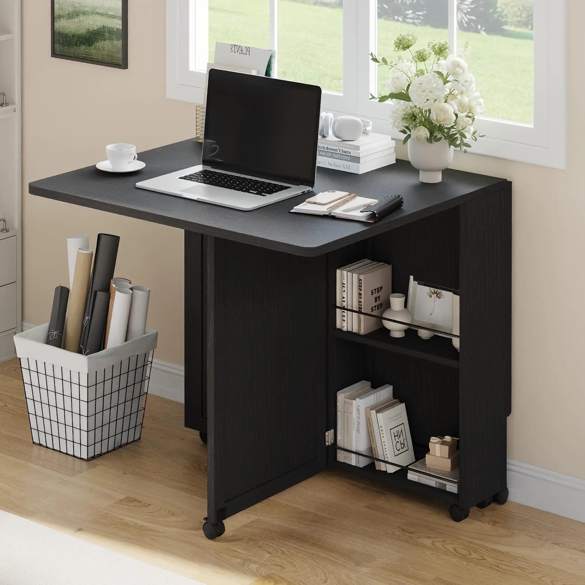 OUTWIND Folding Dining Table — Space-Saving Drop Leaf Design with Storage