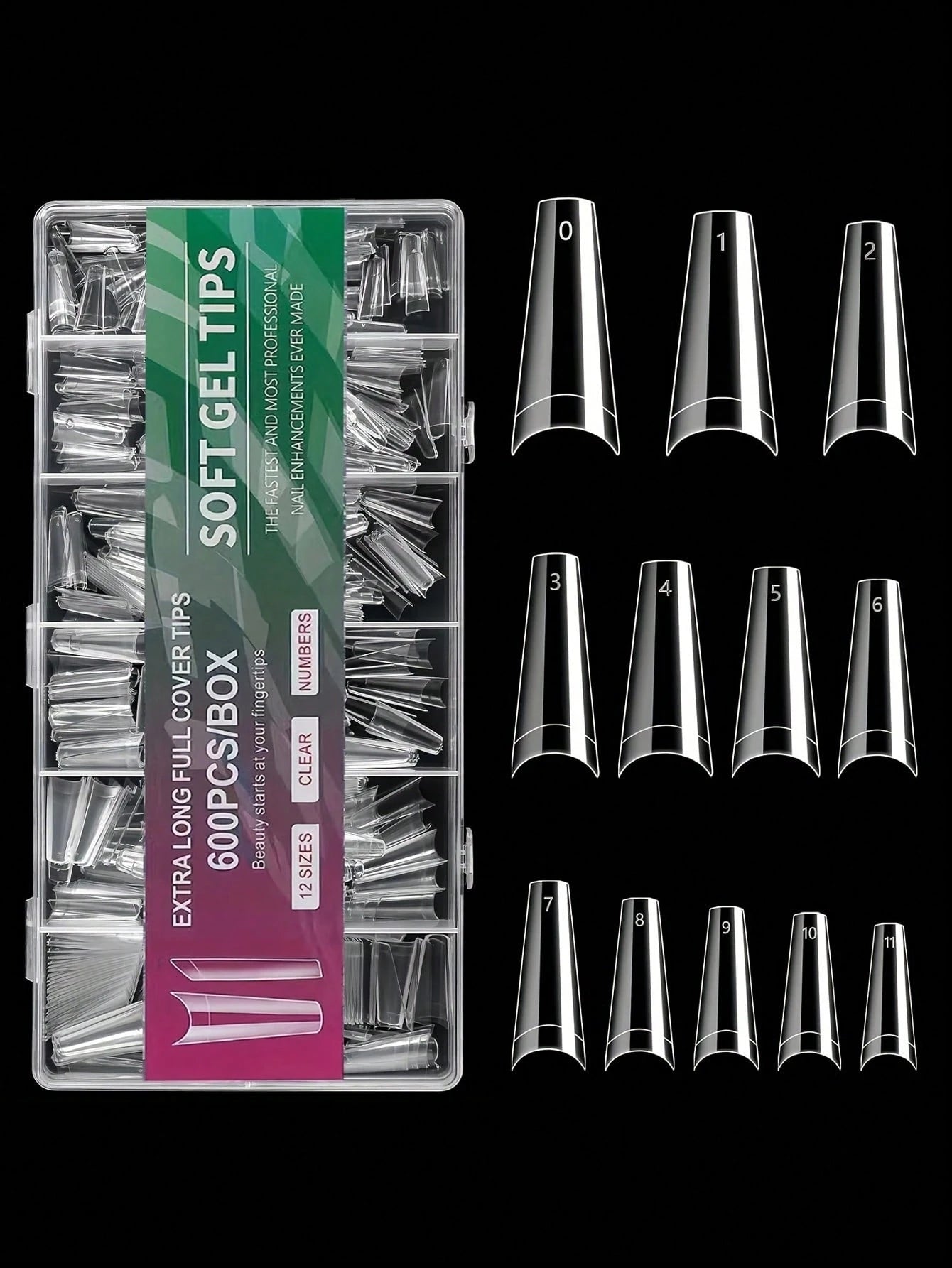 Half Cover Coffin Nail Tips — Professional French Style Acrylic Tips