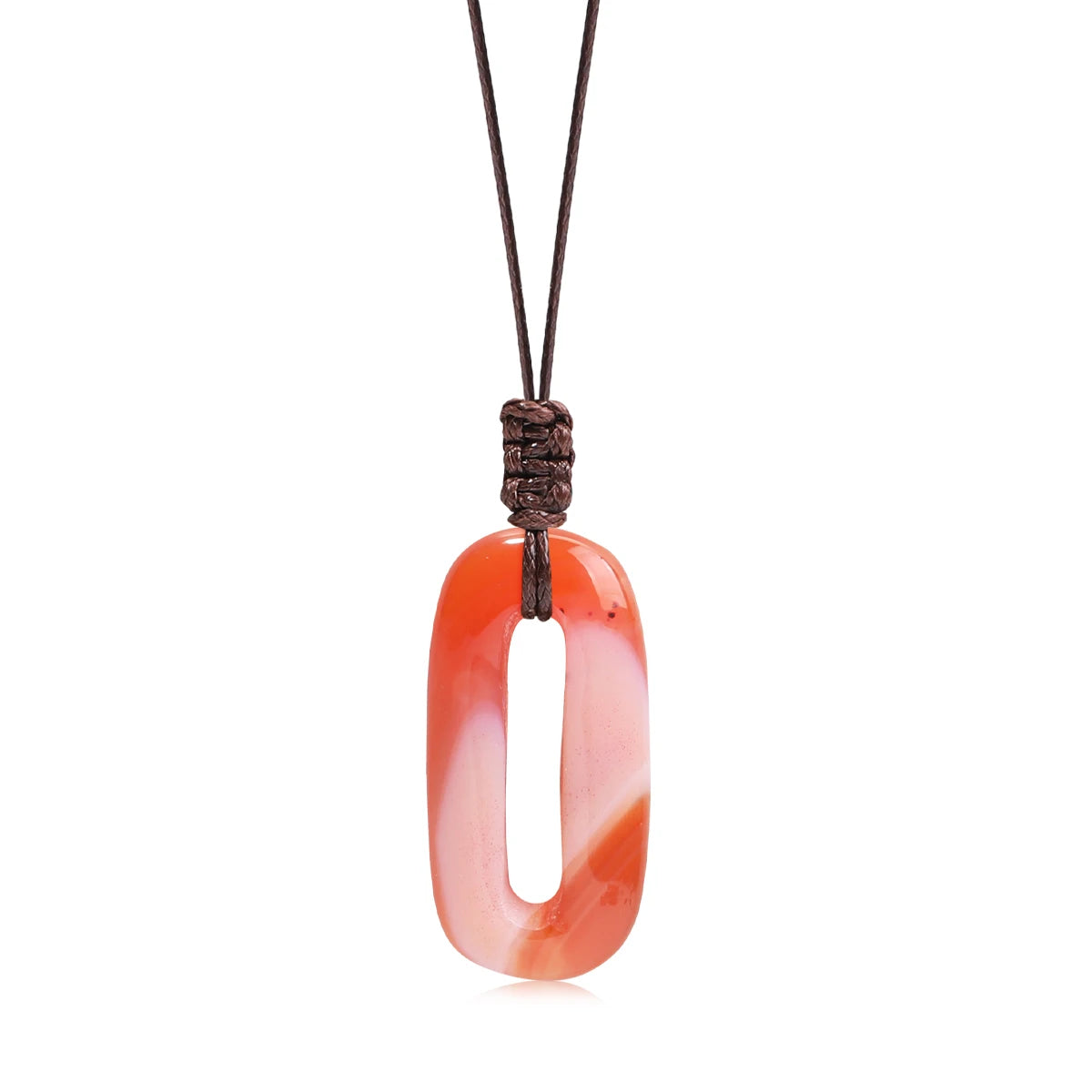 Natural Gemstone Circle Pendant — Ethnic Style Crystal Necklace