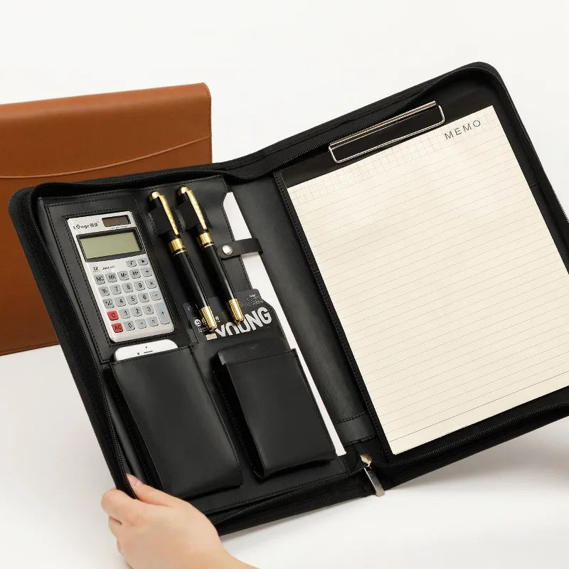 Folderix Multifunctional Leather Business Portfolio — A4 Document Organizer