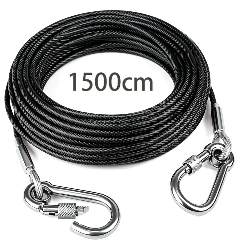 Heavy-Duty Stainless Steel Dog Tie-Out Cable — Reflective Outdoor Leash