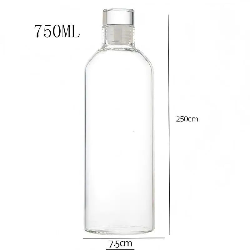 Large Capacity Glass Water Bottle — Heat-Resistant Tea Brewing Cup with Lid