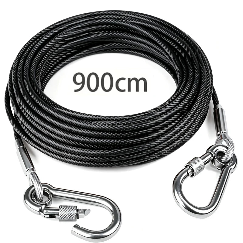 Heavy-Duty Stainless Steel Dog Tie-Out Cable — Reflective Outdoor Leash